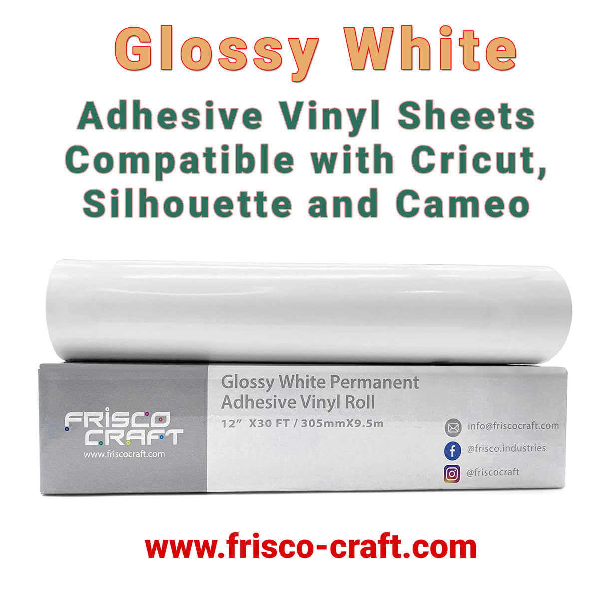 Frisco Craft Permanent Vinyl for Cricut - Vinyl Roll, Adhesive Vinyl S
