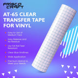 Frisco Craft Clear Premium Tack Vinyl Transfer Paper Tape Roll-12 x 50 FT w/Alignment Grid Application Tape for Cricut & Silhouette Cameo, Adhesive Vinyl for Decals,Signs, Windows, Stickers