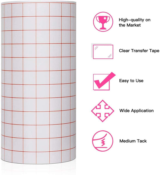 12 x 60inch Vinyl Transfer Paper Tape Roll Alignment Grid Application Tape  for Silhouette Cameo Cricut Adhesive Vinyl for Decals - AliExpress
